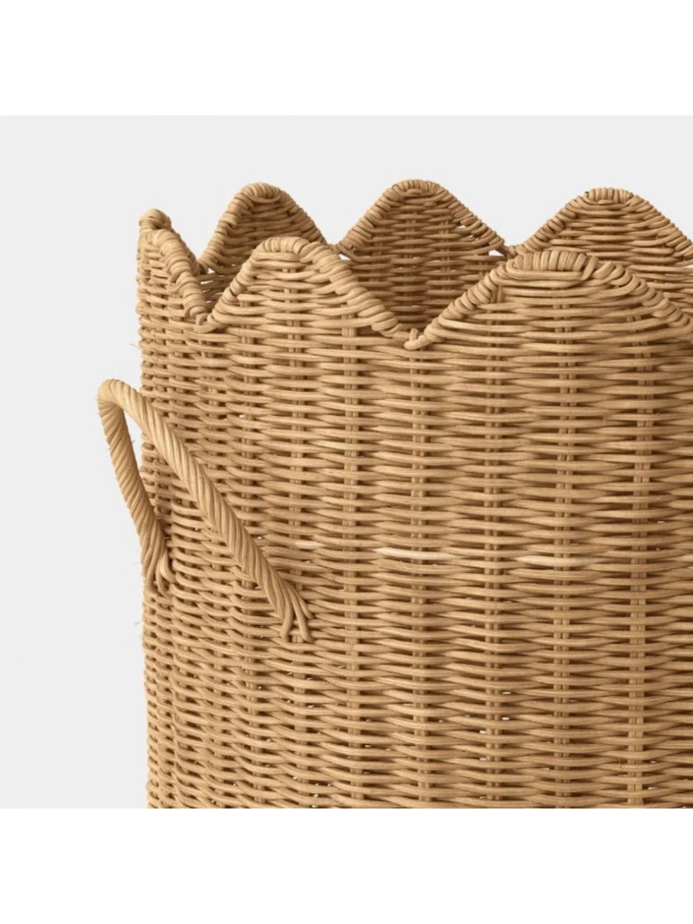 Scalloped Edge Woven Natural Rattan Basket - Threshold